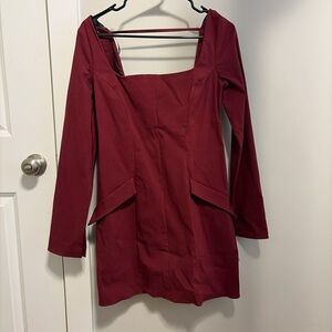 ASOS Burgundy Long Sleeve Dress